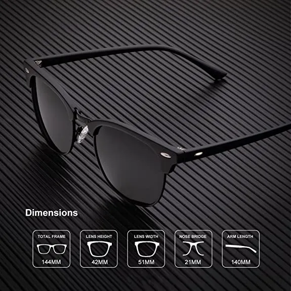 Sunglasses Men Polarized Sunglasses for Men Women Unisex Semi-Rimless Frame Retro Driving Sun Glasses-vocosishoes