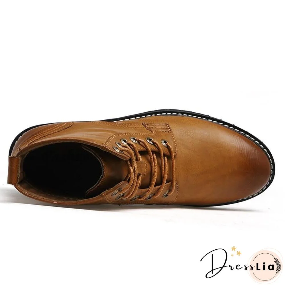 Men Genuine Leather Winter Snow Fashion Boots Pointed Toe Mid-Calf Boots For Men Ankle Non-slip Shoes