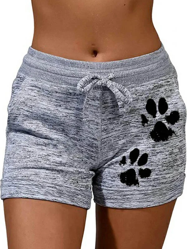 Paws Printed Elastic Wiast Shorts