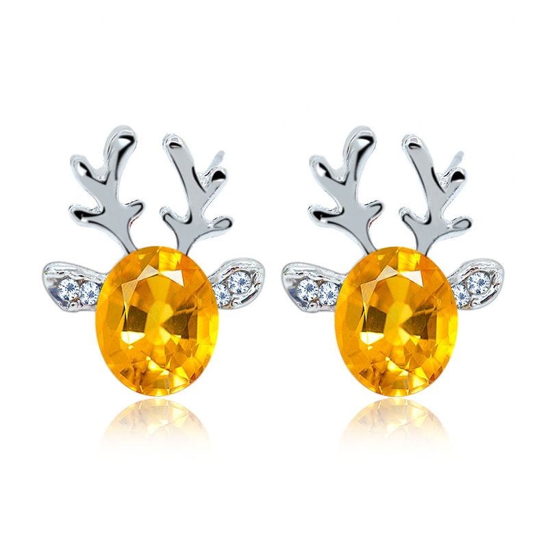 Luxury 3D Crystal Christmas Antler Earrings