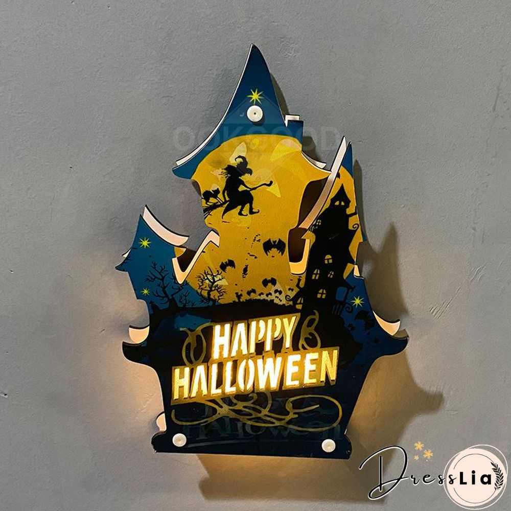 Wooden Halloween Themed LED Light For Holiday Decoration