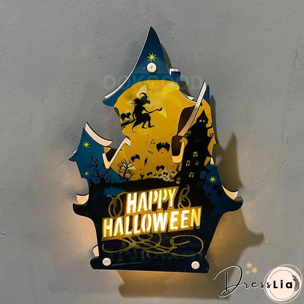 Wooden Halloween Themed LED Light For Holiday Decoration