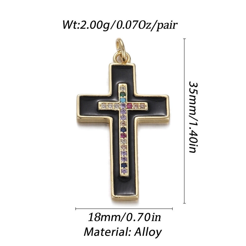 1 Piece Copper Zircon Cross Pendant