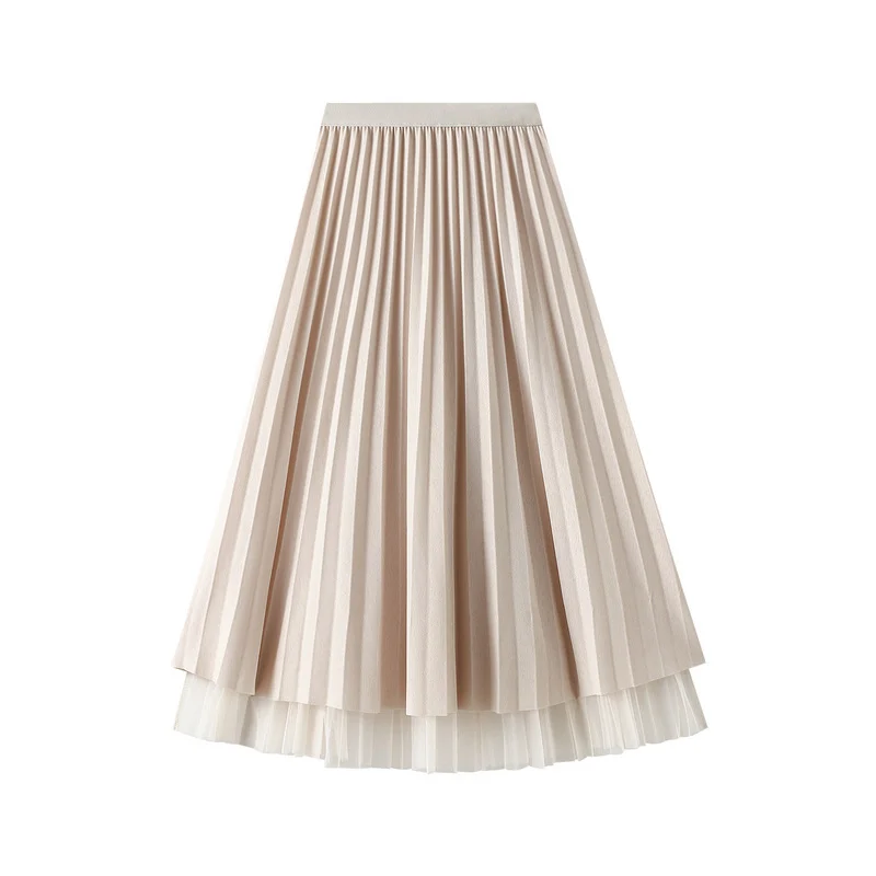 Nigikala Nigikala Silk Folded Skirt Net Yarn Half-Dress Woman Long Yarn Skirt On Both Sides Of The 9230