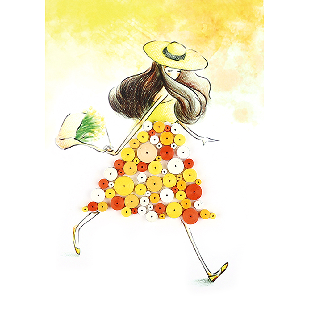

Yellow Dress Girl - Paper Quilling, 501 Original