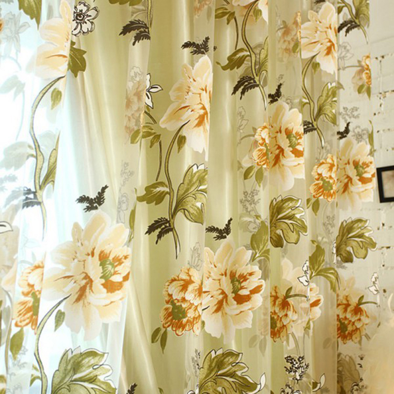 

Window Curtain Flower Sheer Pattern Voile Valances Yellow 100x250cm, 501 Original