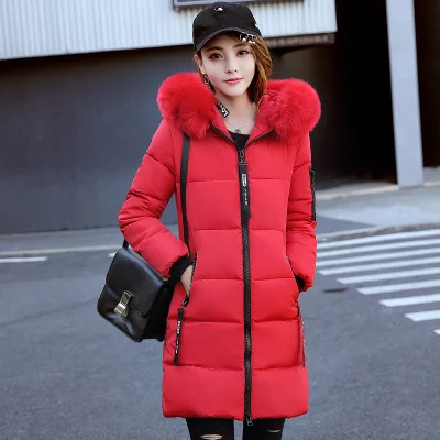 Toloer Cotton-Padded Clothes Female In The Long 2024 Winter New Large Size Women's Korean Version Cotton-Padded Clothes Big Wool Collar Thick Cotton-Padded Jacket Coat-Outfit Ideas