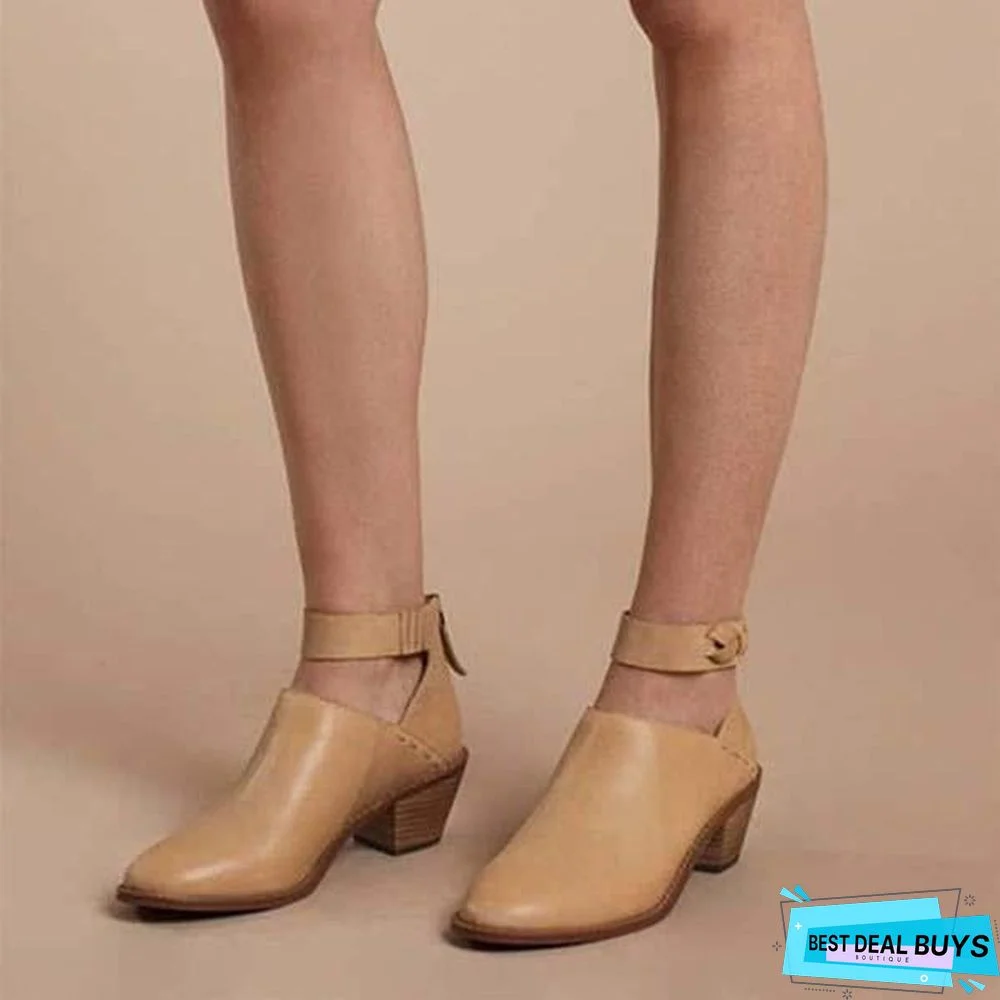 Chunky Heel Zipper Breathable Comfortable Shoes