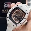 Richard Mille RM055 Bubba Watson White Ceramic Watch Black Ceramic Skeleton dial white Rubber Strap Super Clone