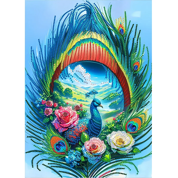 Peacock 30*40cm (Canvas) Special Shaped Drill Diamond Painting gbfke
