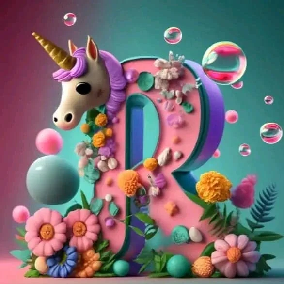 Diamond Painting - Full Round Drill - Unicorn Alphabet(Canvas|30*30cm)