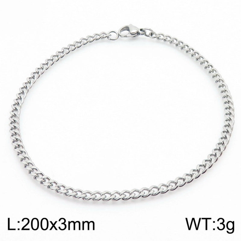 Stainless Steel Personality Fashion Trend Simple Two-Side Grinding Cuban Link Chain Bracelet Accessories