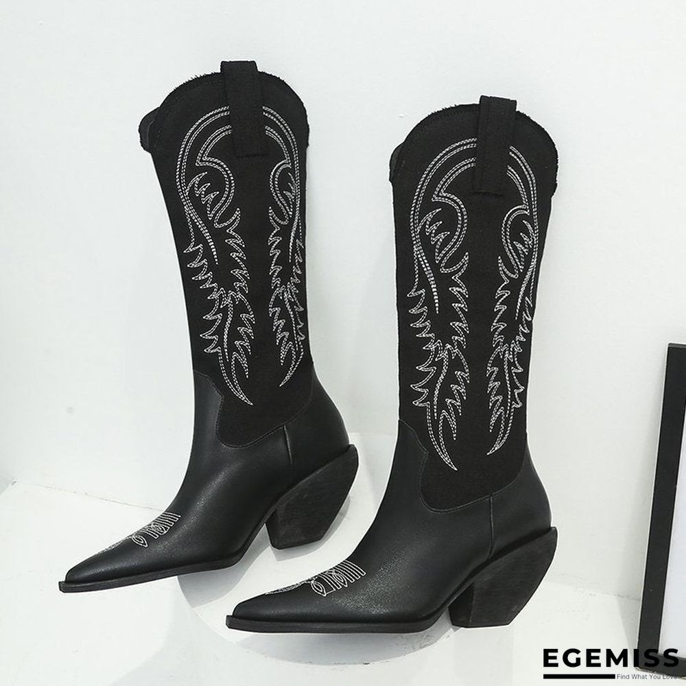 Autumn and Winter New Leather Boots European and American Wind Arrow Embroidered High-barrel Boots. | EGEMISS
