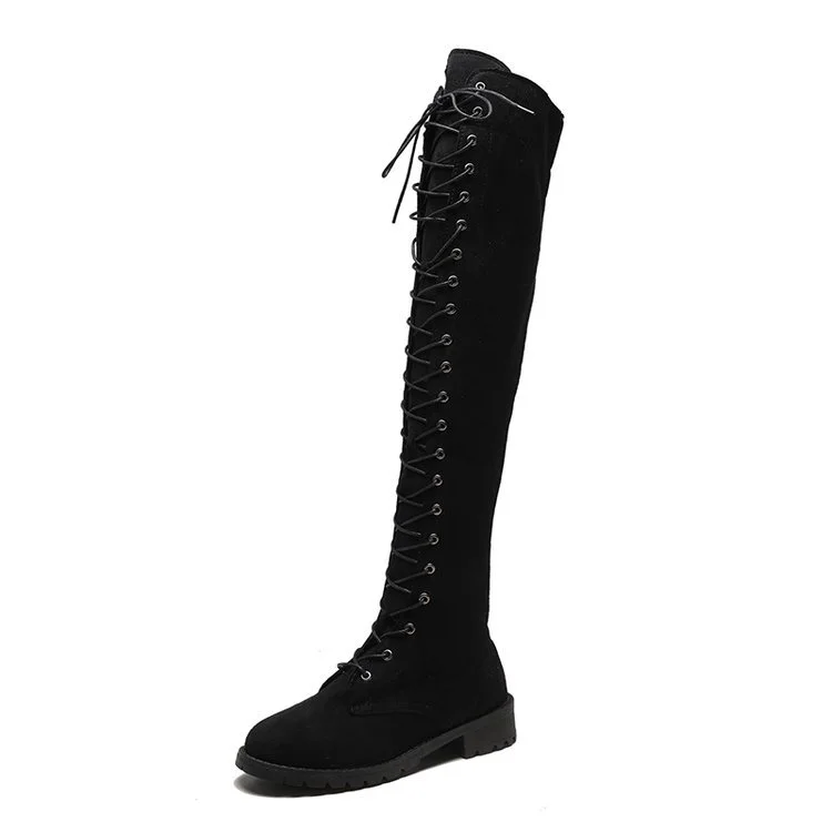 Yyvonne Explosive Large Code 35-43 Yards Flat Over The Knee Women's Long Boots Autumn And Winter New Velvet Locomotive Boots