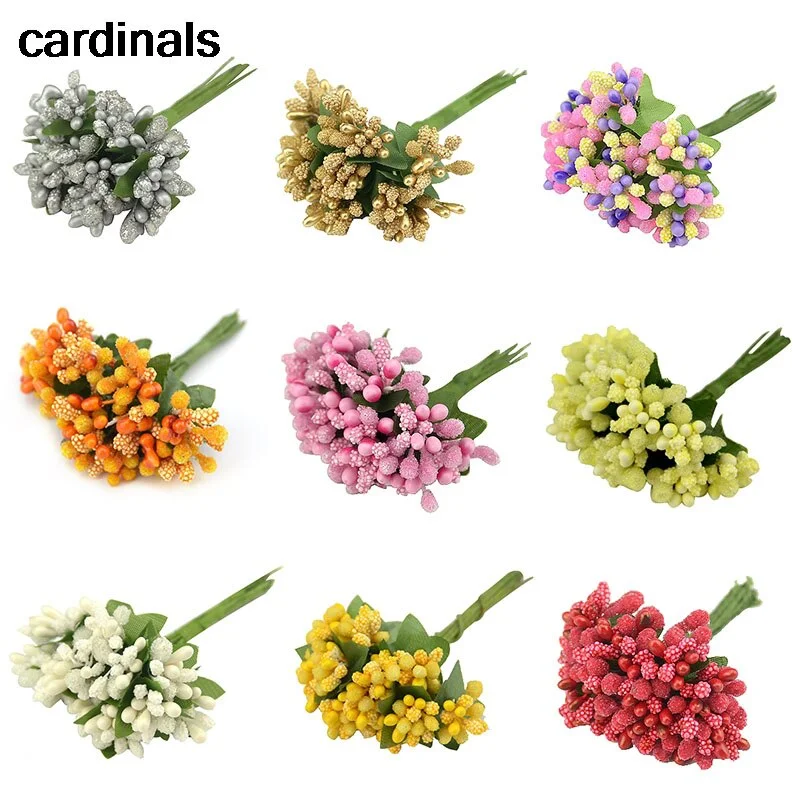 144pcs/lot Artificial Stamens flowers for handicrafts home accessories scrapbooking DIY wreath Crafts Candy Gift box decoration
