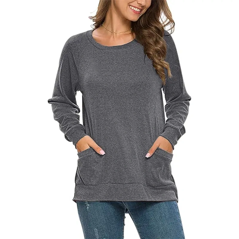 🔥Black Friday early access-Long Sleeve Tops Round Neck Casual T-Shirt with Pockets