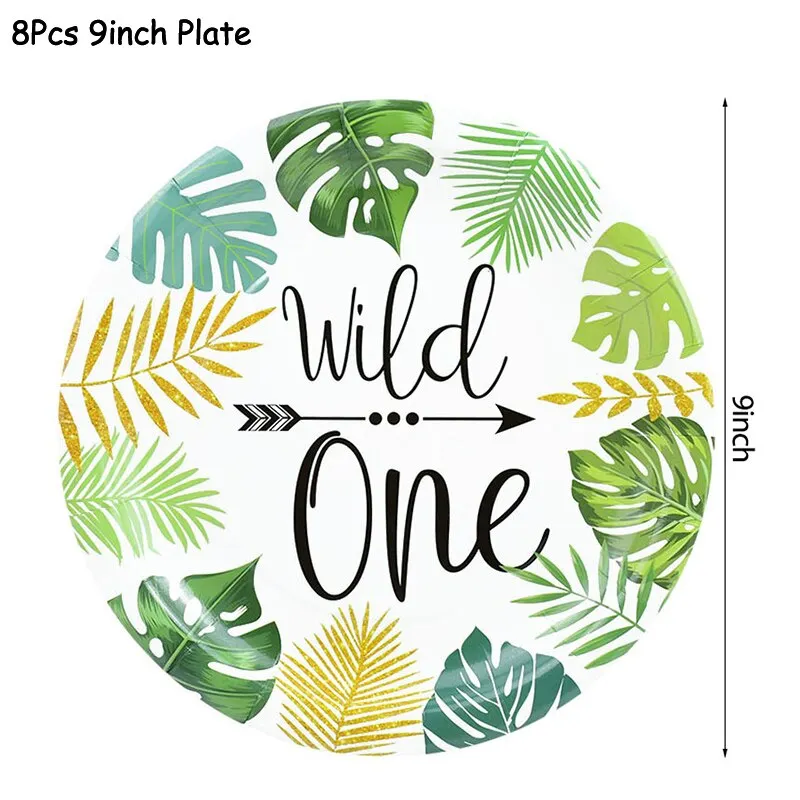 Wild One Jungle Party Animal Balloons Disposable Tableware Kids 1st Forest Safari Birthday Party Decoration Baby Shower Supplies
