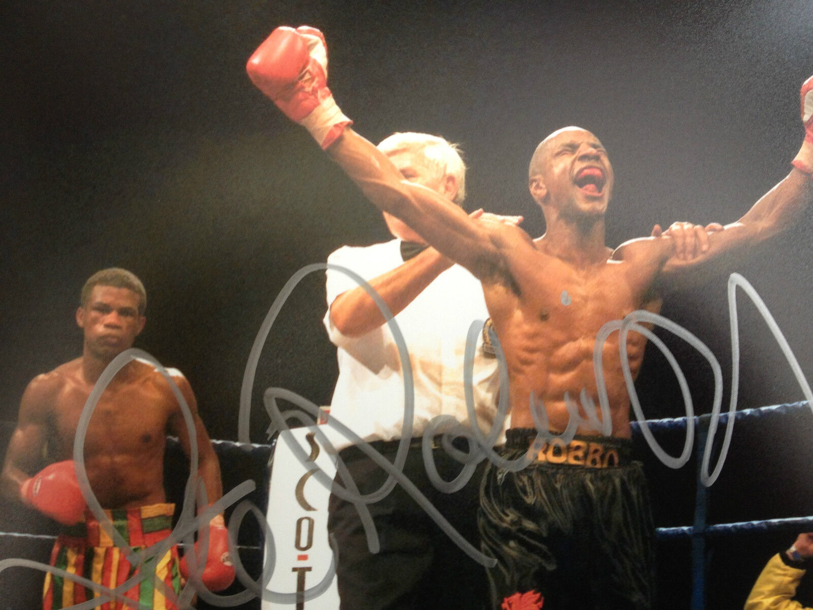 STEVE ROBINSON - WELSH WORLD CHAMPION - SIGNED COLOUR ACTION Photo Poster paintingGRAPH