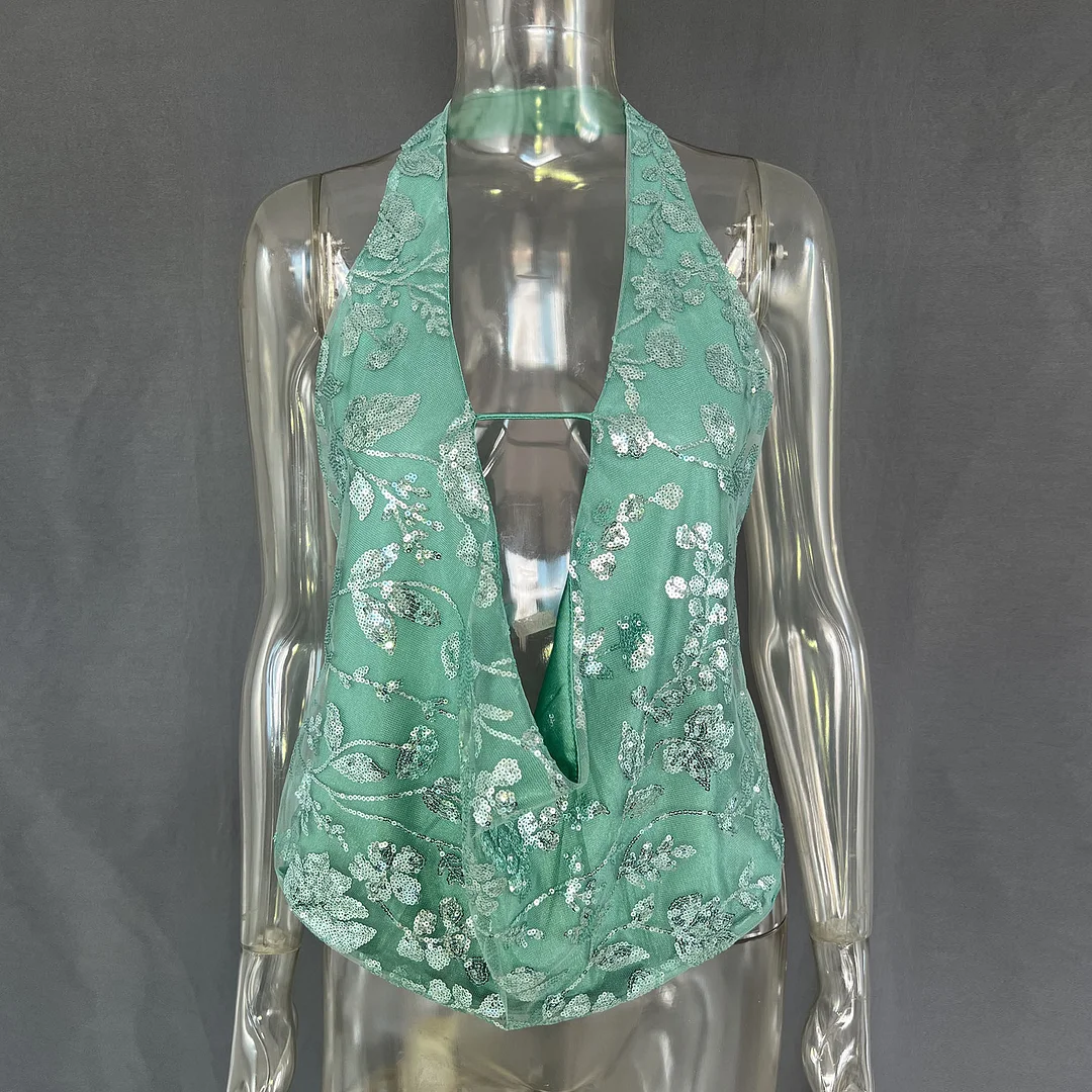 Brownm Brownm 2025 Women's Clothing Sexy Bare Back Light V Collar Top