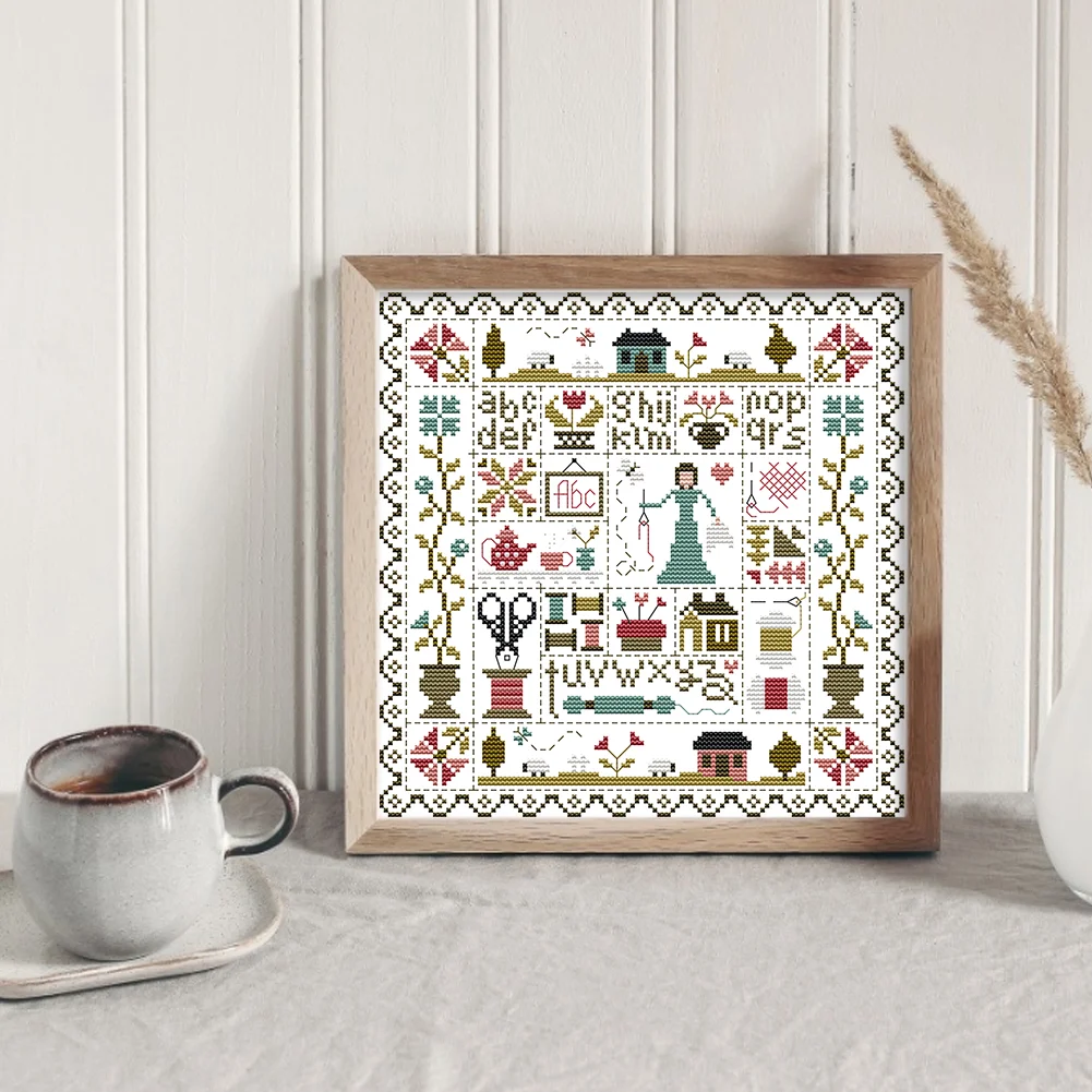 Sewing Cross Stitch Kit 28x28cm DIY 11CT Thread Art White Fabric Decor