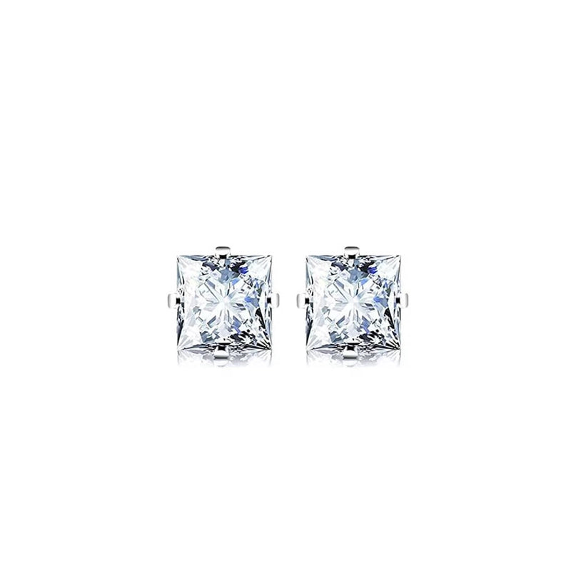 1 Pair Minimalist Square Inlay 304 Stainless Steel Zircon Ear Studs