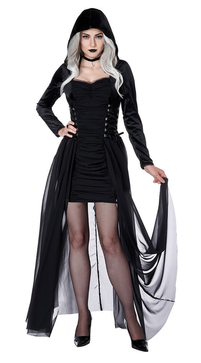 Halloween adult costume Death Witch devil vampire Black Bat PROM party costume