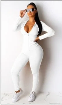 CM.YAYA Autumn Women Solid Zipper Up Long Sleeve Hooded Top Pencil Pants Suit Two Piece Set Casual Sporting Tracksuit Outfit