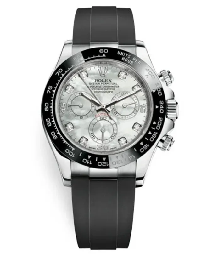 Rolex Cosmograph Daytona 116519LN MOP Diamond Dial Oysterflex White Gold Mens Watch【Free Shipping】