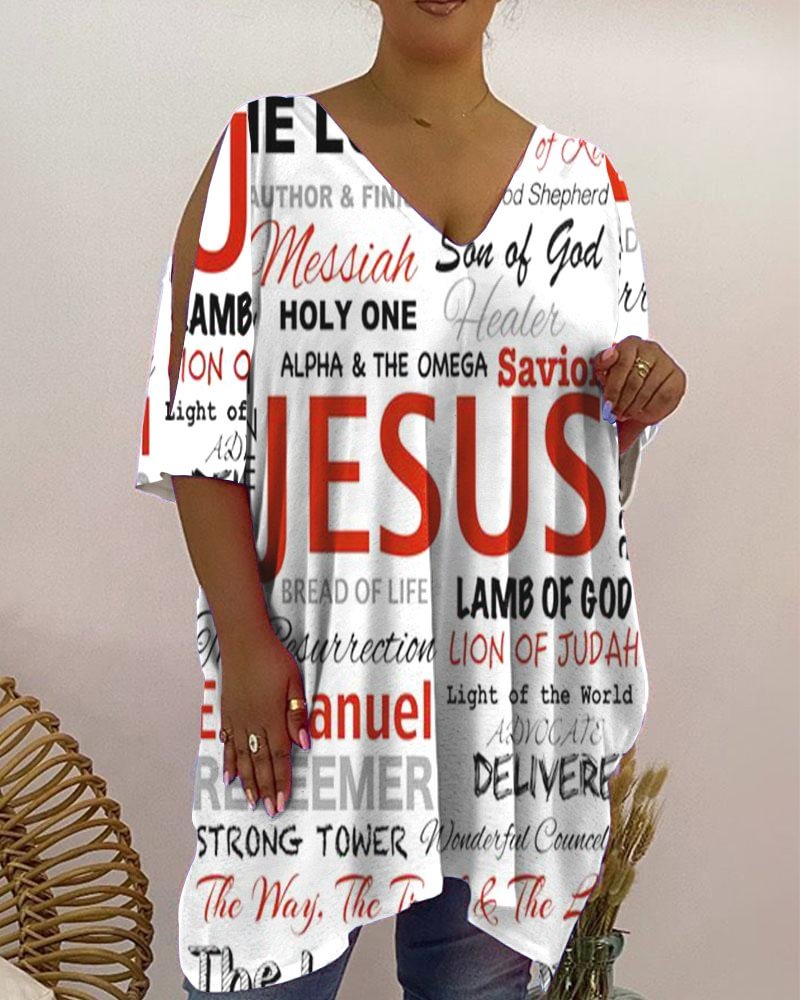 V-Neck Casual Print Women's Top