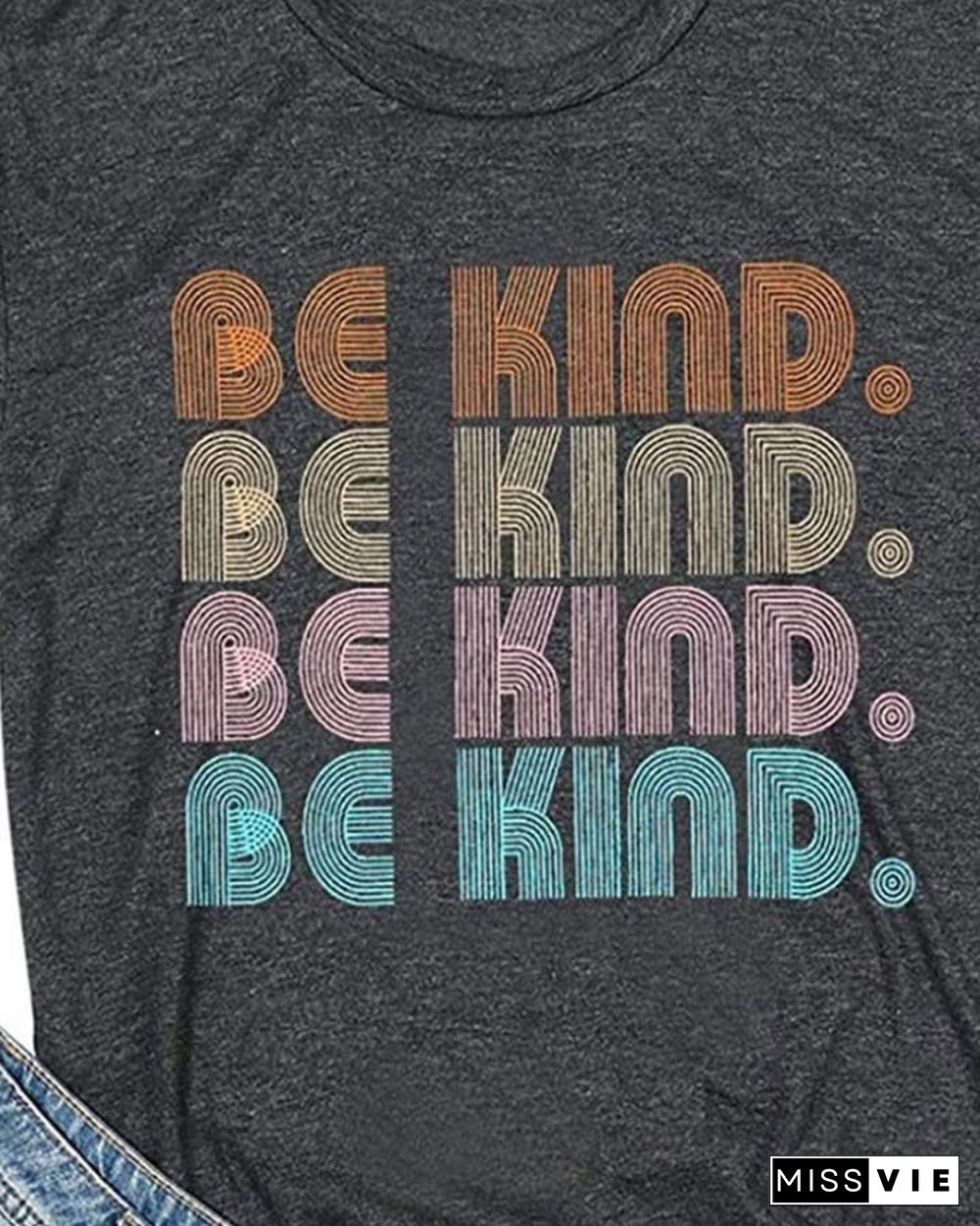 Multicolor Letter Print Short Sleeve T-shirt P13508