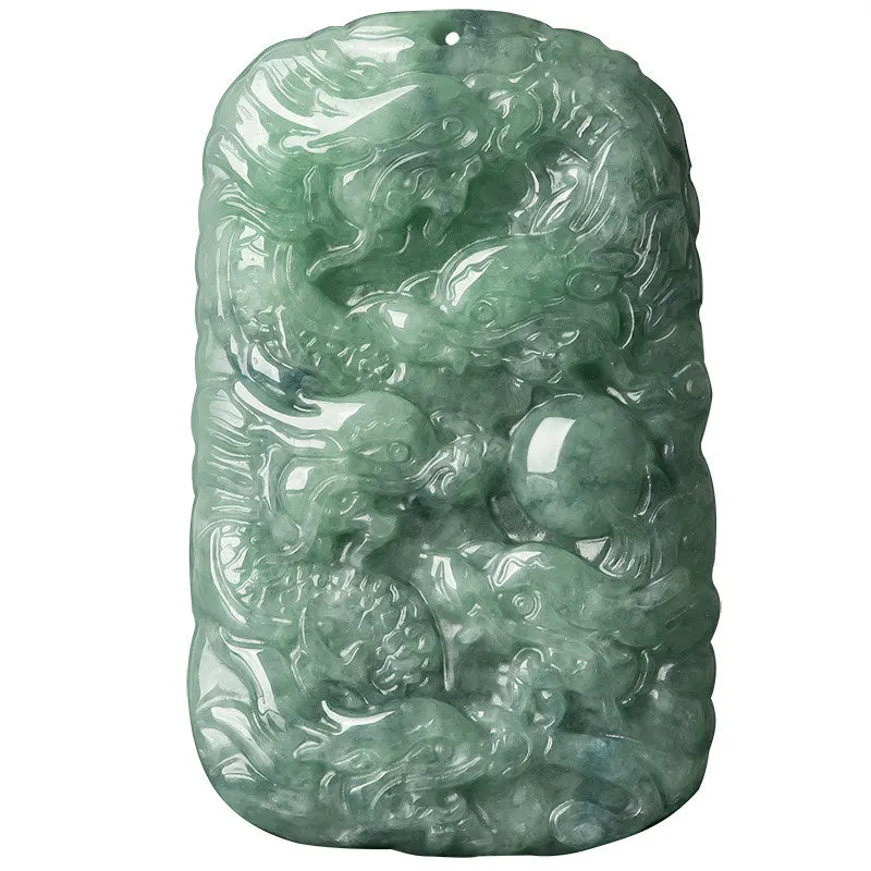 Chinese Zodiac Dragon Jade Abundance Necklace Bead String Pendant