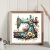 (Stamped/Counted) Retro Floral Sewing Machine - 14CT/18CT Cross Stitch 40*40cm/15.75*15.75in