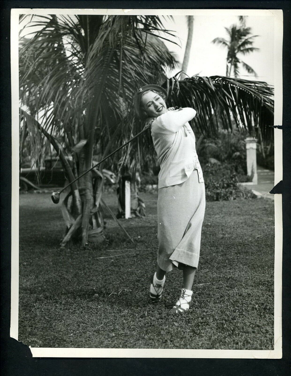 Mary Pickford Silent Movie Actress playing Golf circa 1930's Press Photo Poster painting