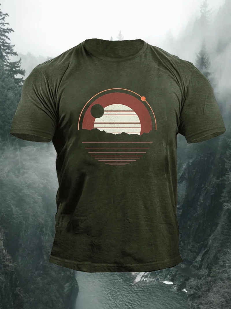 Material Sunset Print Short Sleeve Men's T-Shirt in  mildstyles
