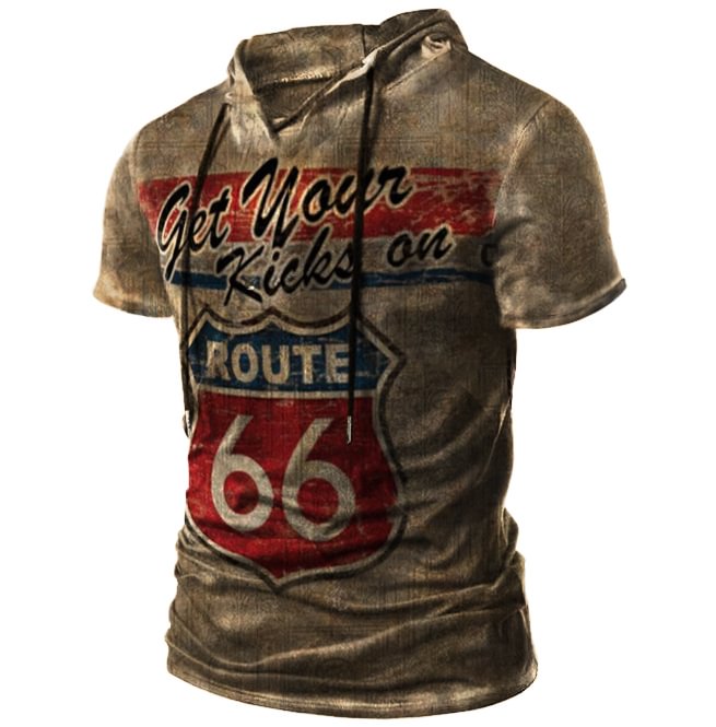 Route 66 Print Hooded T-Shirt / [viawink] /
