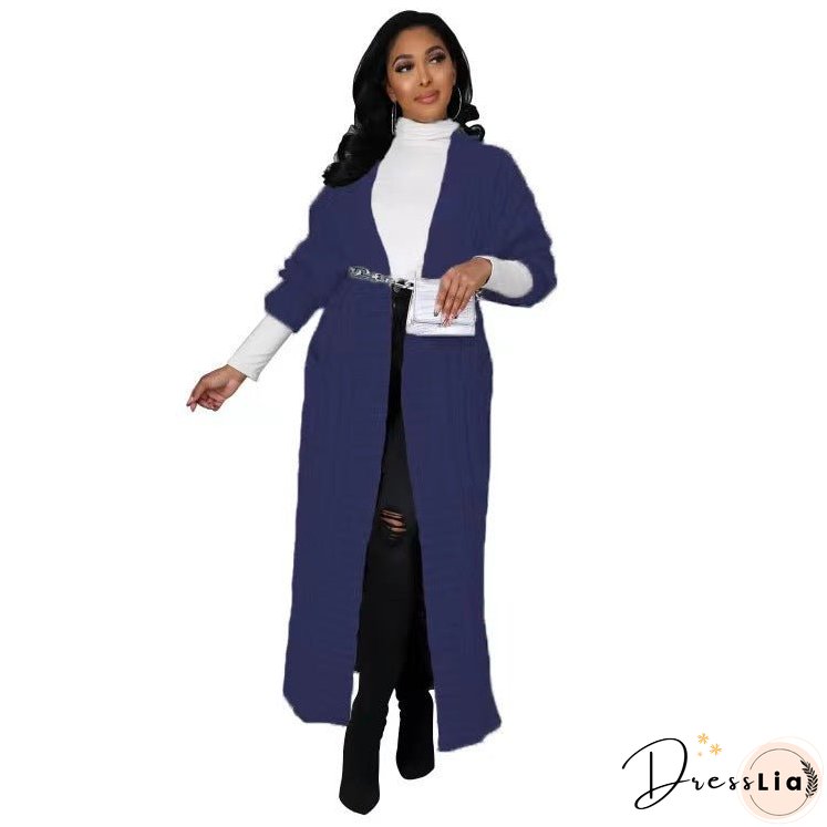 Women's Fashion Casual Long-sleeved Long Solid Color Sweaters
