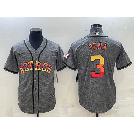 Men's Houston Astros #3 Jeremy Pena Grey Cool Base Stitched Baseball Jersey