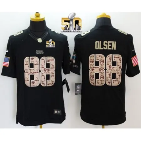 Panthers #88 Greg Olsen Black Super Bowl 50 Men's Stitched NFL Limited Salute to Service Jersey