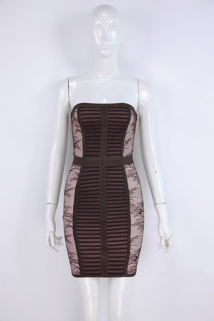 Lace-paneled Off Shoulder Bandage Dress Size XS