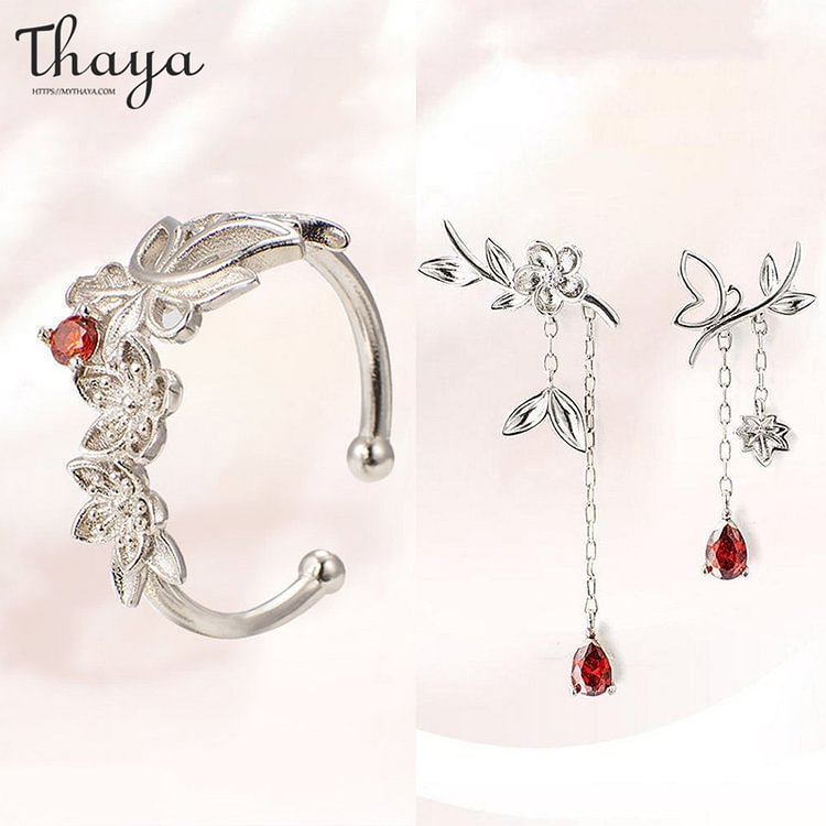 Thaya Tassel Earrings+ Peach Blossom Ring Set