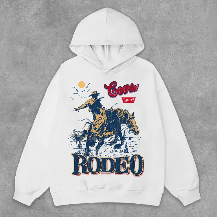 Coors Banquet Rodeo Classic Graphics Print Casual Side Pockets Hoodie SOPULA