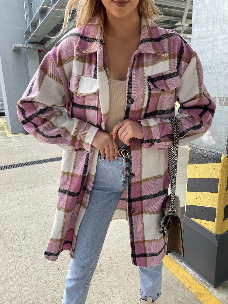 Women's Check Long Sleeve Shirt Jacket