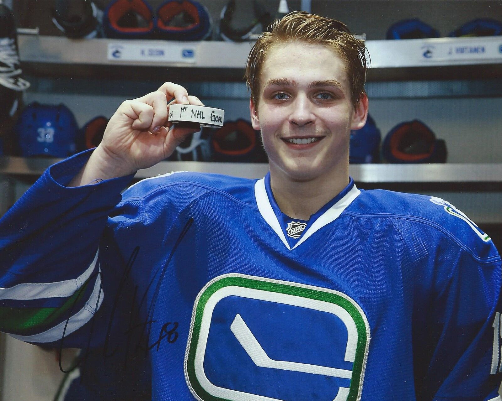 Jake Virtanen Signed 8×10 Photo Poster painting Vancouver Canucks 1st NHL Goal Autographed COA