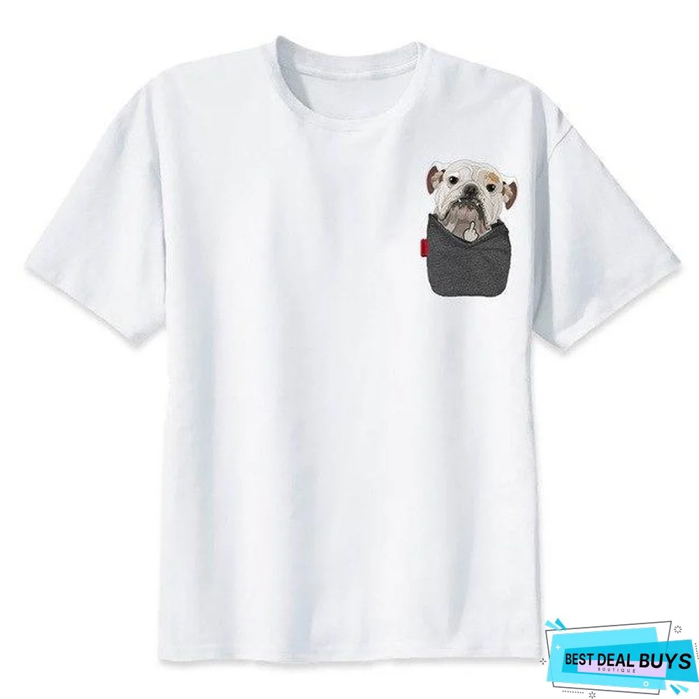 French Bulldog Casual White Printed Short Sleeve T-Shirt For Men/Women Tops Tees