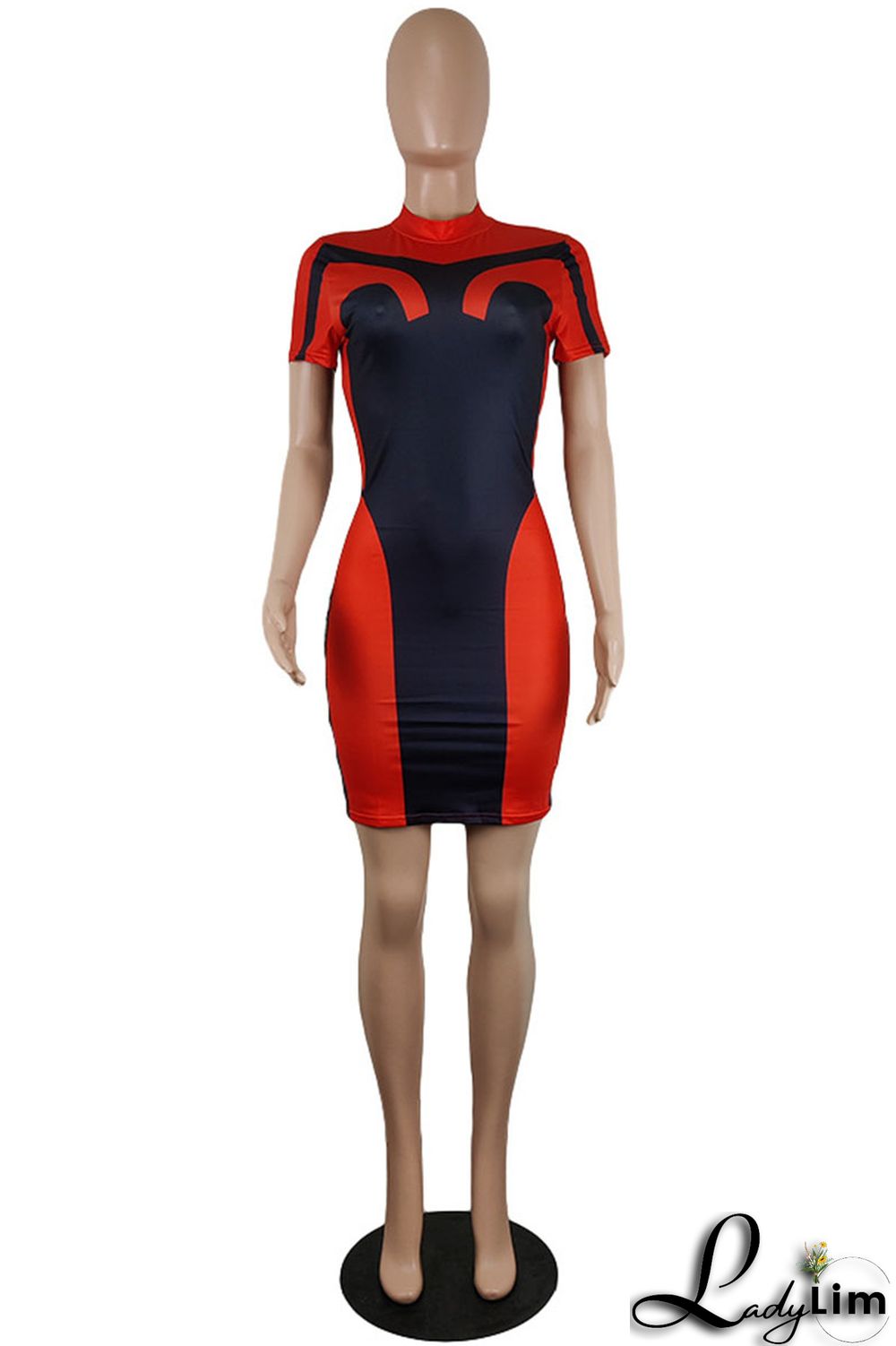 Brown Fashion Casual Patchwork Basic O Neck Short Sleeve Dress Dresses