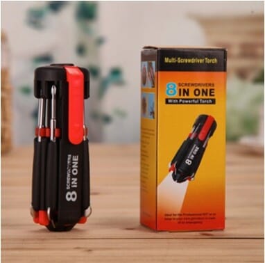 8 In 1 Screwdriver With LED Flashlight