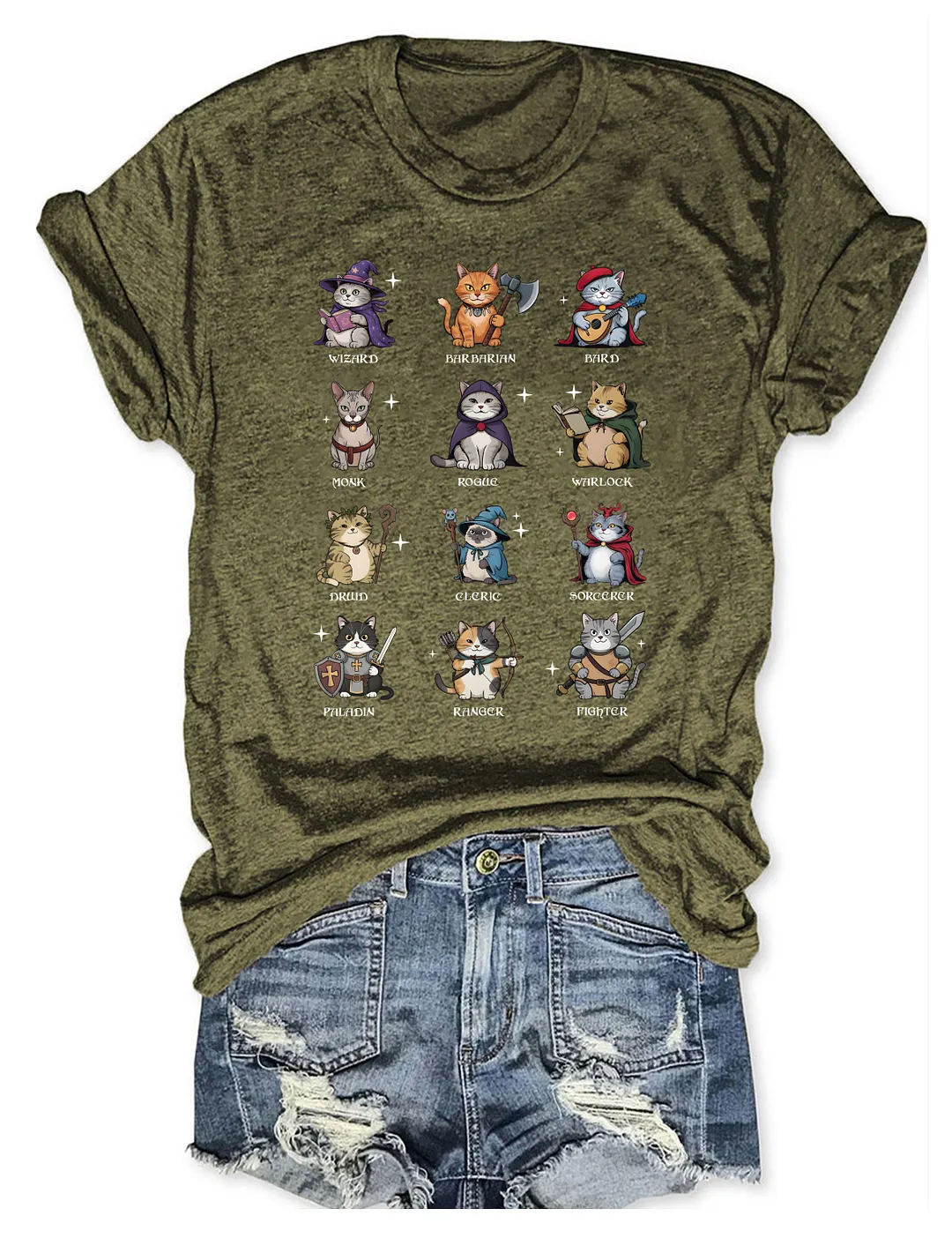 Dungeons And Cats Role Playing T-shirt