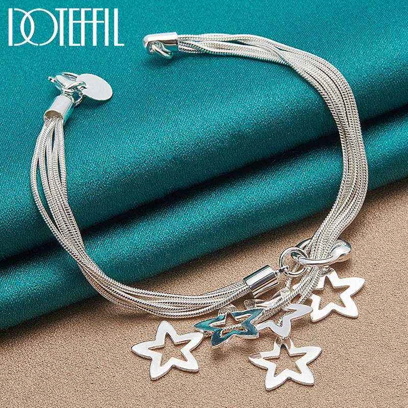 925 Sterling Silver Five Snake Star Chain Bracelet For Women Charm Wedding Engagement Party Fashion Jewelry