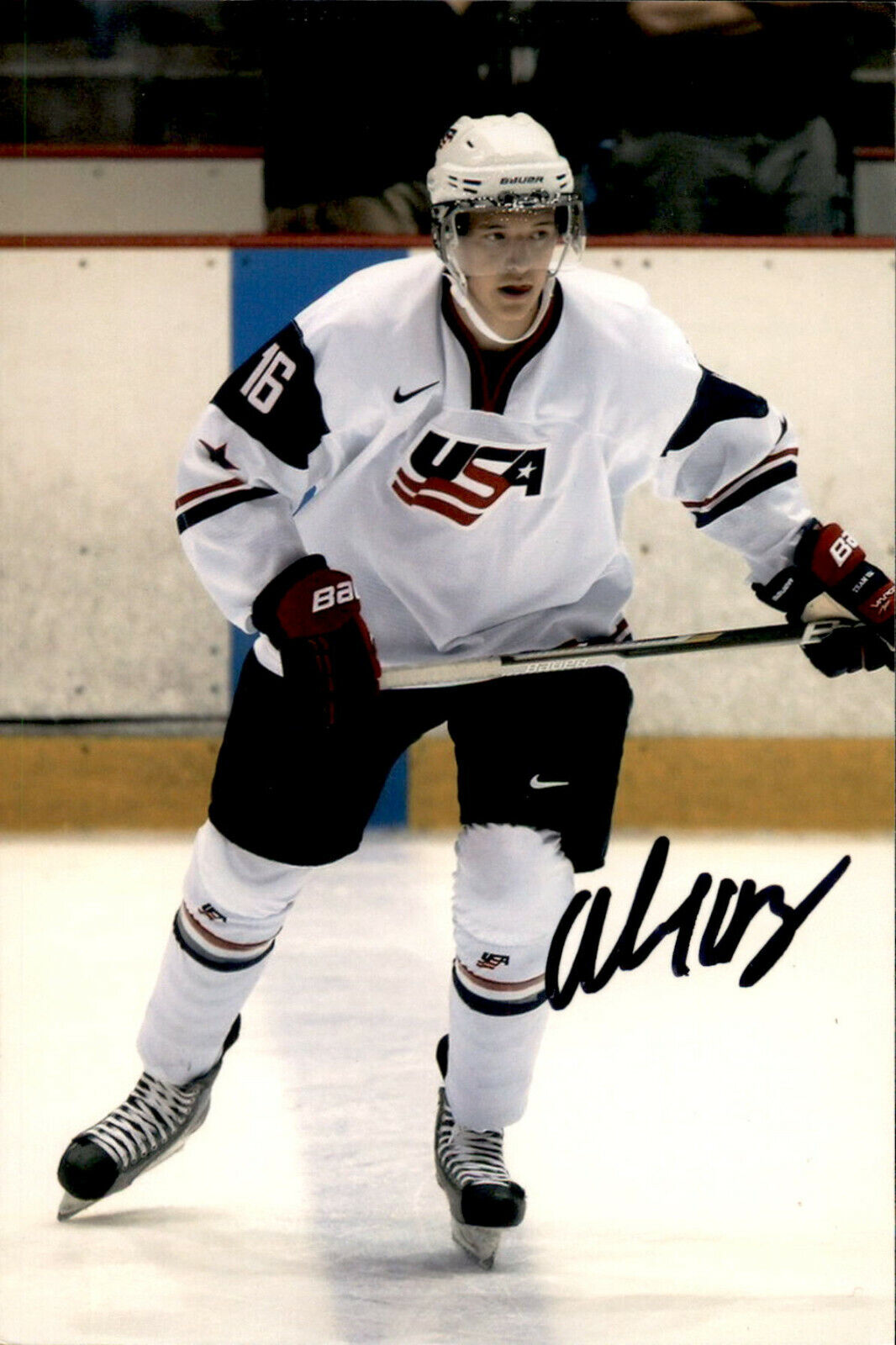 Alex Broadhurst SIGNED 4x6 Photo Poster painting TEAM USA / COLUMBUS BLUE JACKETS #2