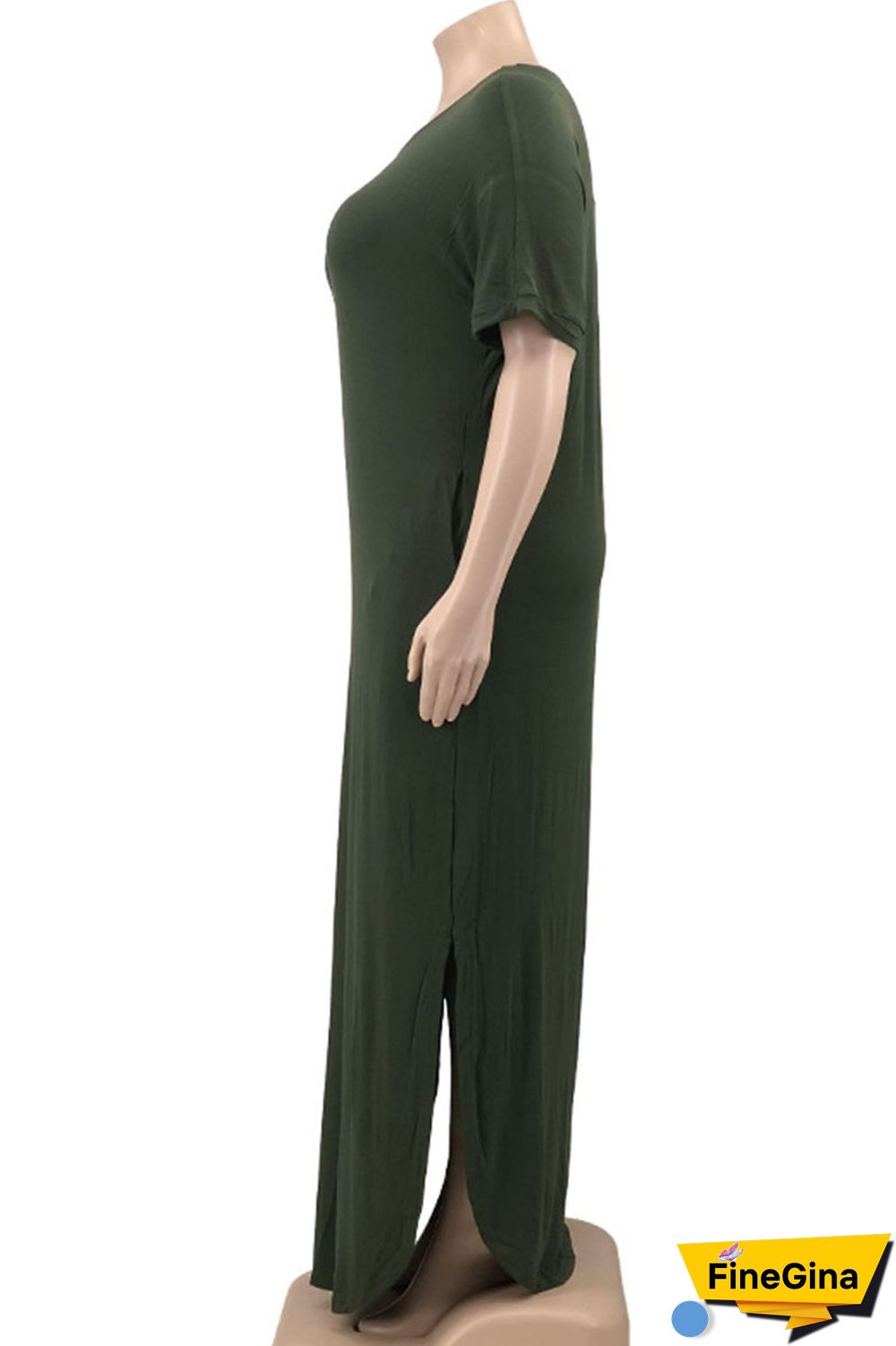 Yellow Casual Solid Patchwork Slit V Neck Straight Plus Size Dresses